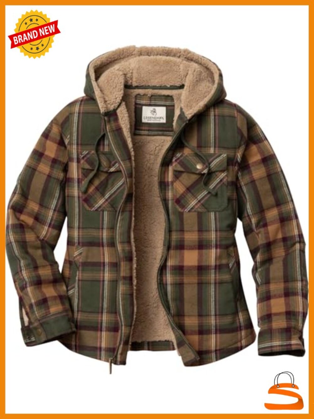Berber Lined Hooded Shacket Plaid Shirt Jacket Faux Fur Lined Snap Pockets